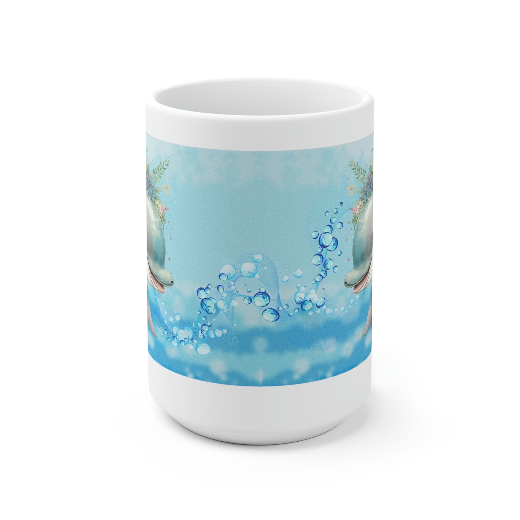 Printify Mug 15oz Coffee Mug, Dolphin Coffee Mug, Dolphin Gift, Ocean Mug, Birthday Gift, Animal Mug, White 15 oz Ceramic, Gift for Her, Free Shipping 27413227922734067666